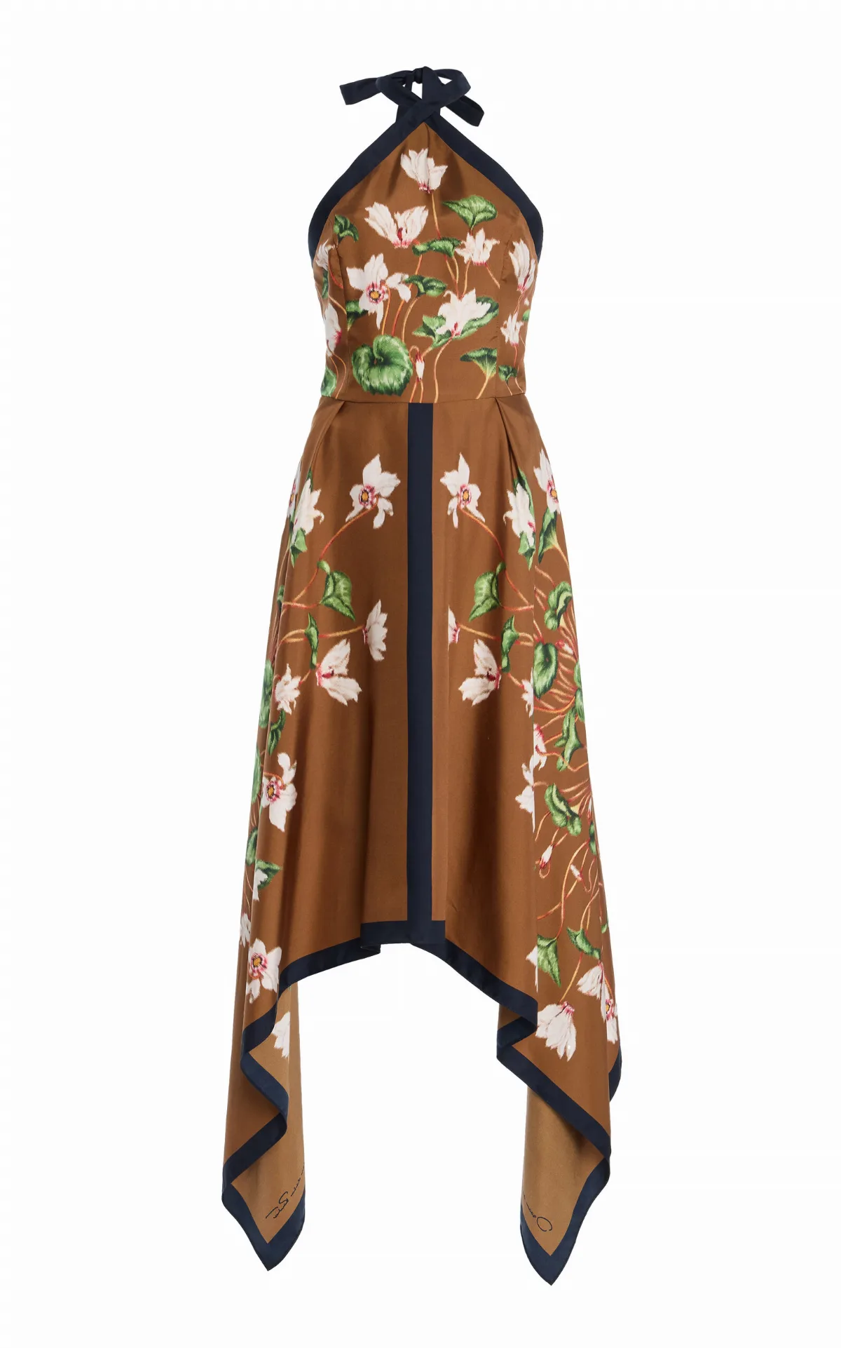 Cyclamen Silk Halter Midi Dress by Oscar de la Renta