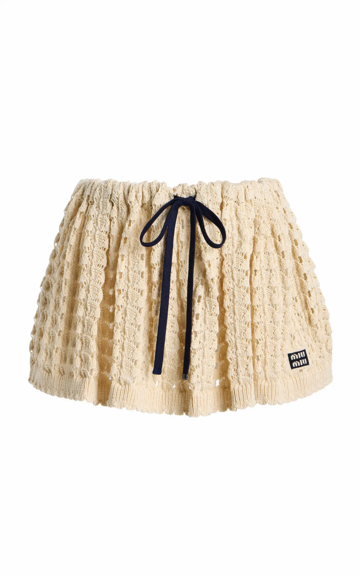 Crocheted Cotton Mini Drawstring Skirt by Miu Miu