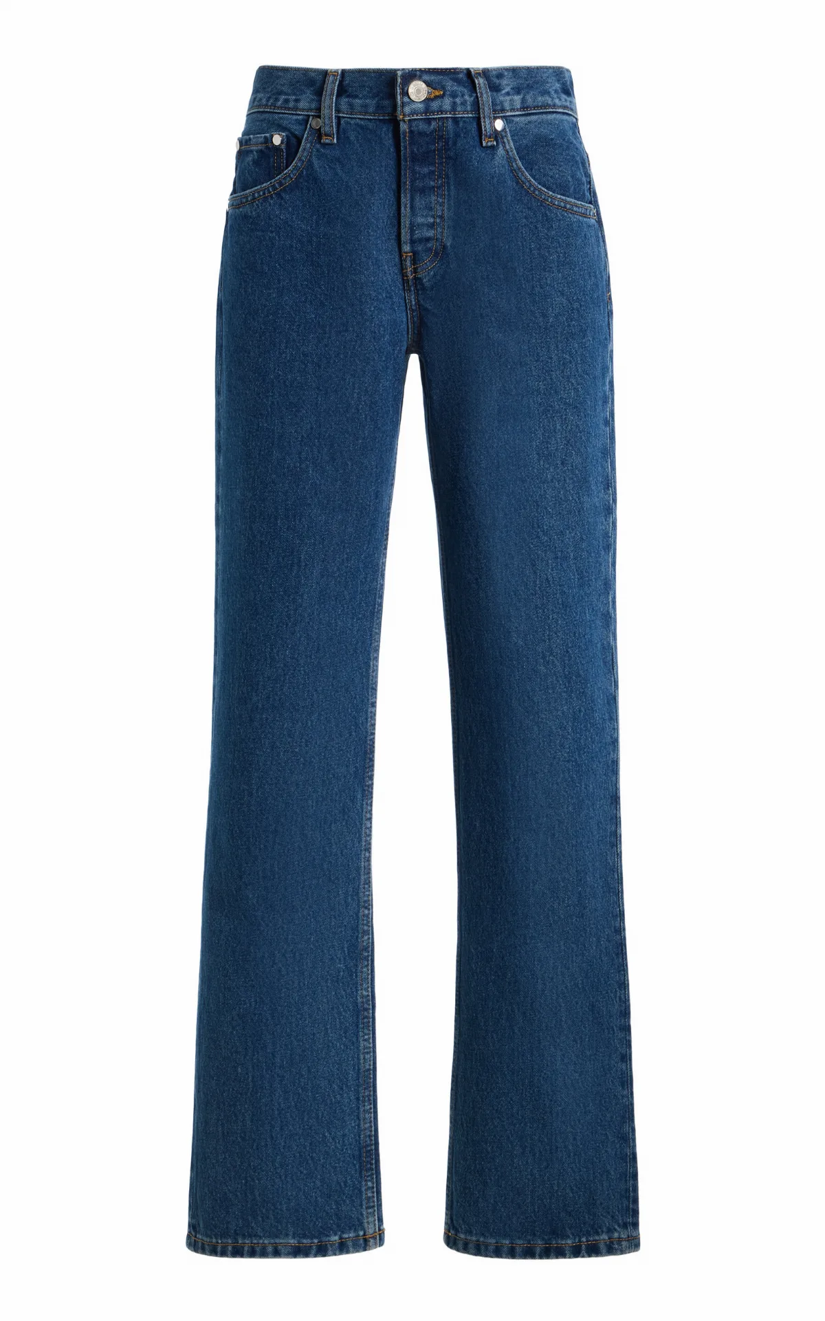Ariel Wedgie Rigid Mid-Rise Straight-Leg Jeans
