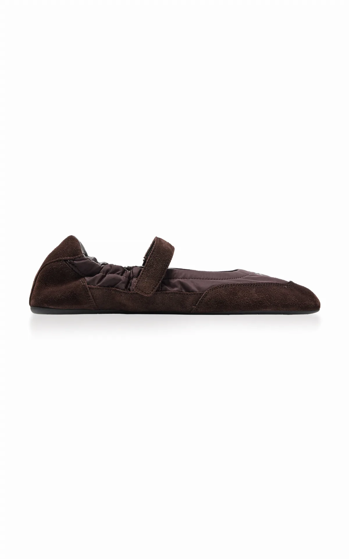 Collapse Re-Nylon and Suede Ballet Flats by Prada