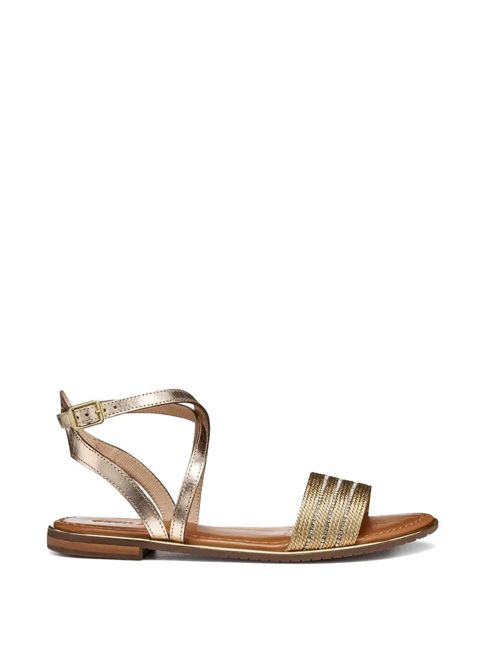 Crystal-Embellished Metallic-Leather Sandals by Geox