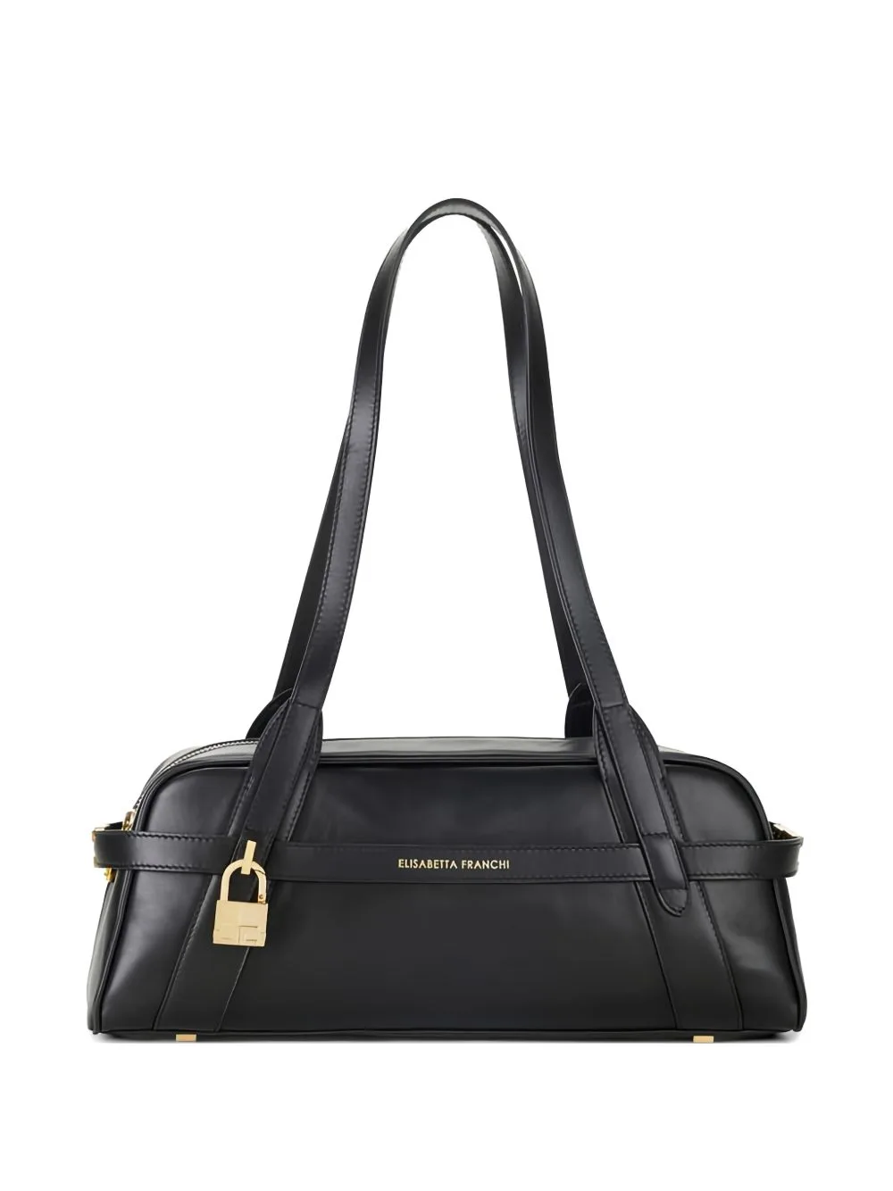 Metal-Padlock Leather Shoulder Bag by Elisabetta Franchi
