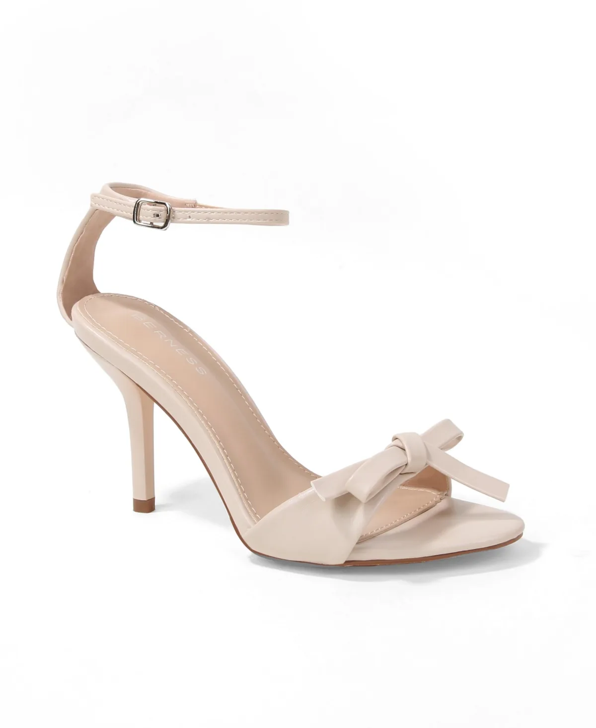 Peach Ankle Strap Stiletto Sandals with Bow Detail