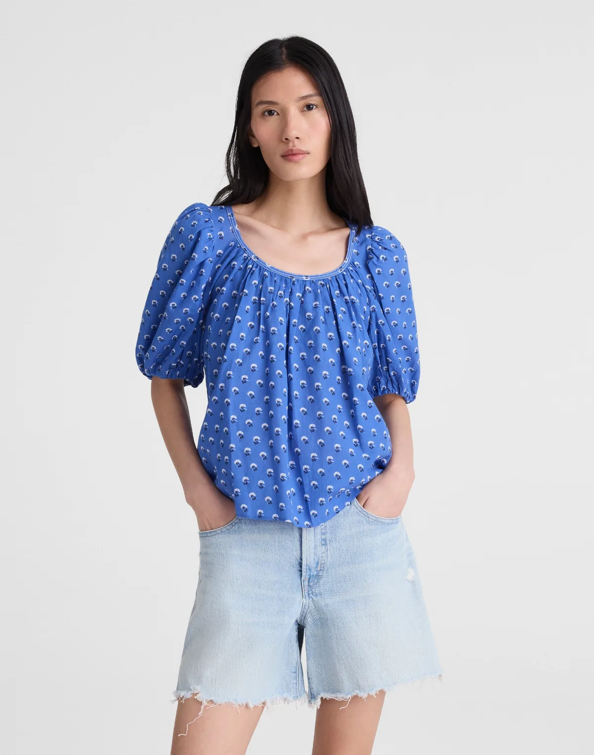 Shirred Scoopneck Top by MW