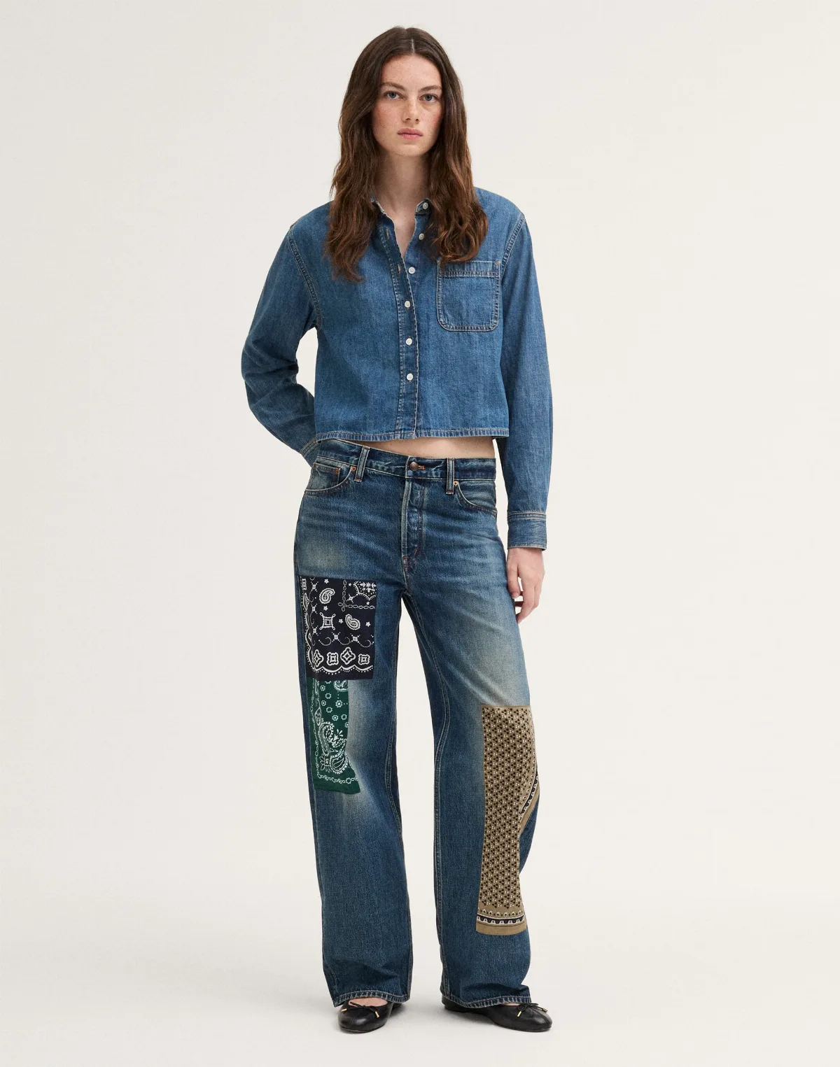 Low-Slung Baggy Patchwork Jeans by MW