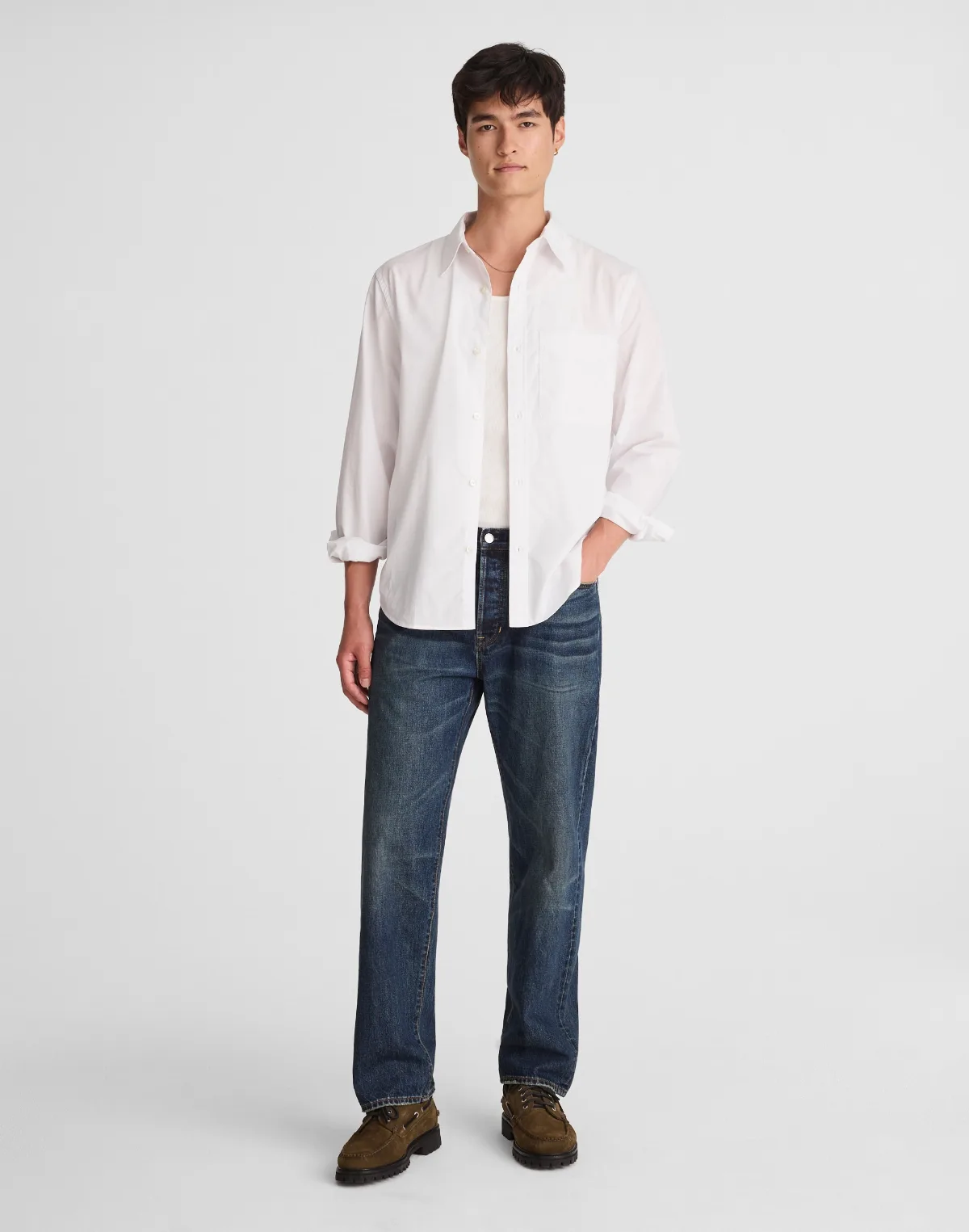 Cotton Poplin Button-Up Shirt