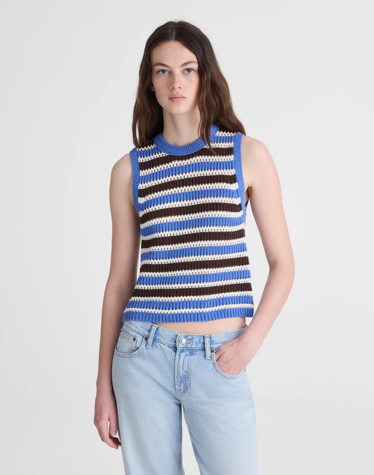 Open-Stitch Sweater Tank in 100% Cotton by MW