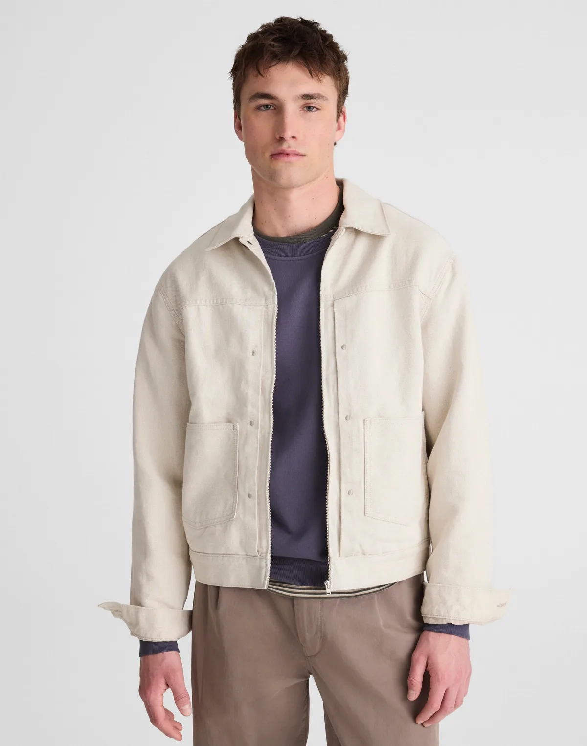 Denim Zip-Front Trucker Jacket