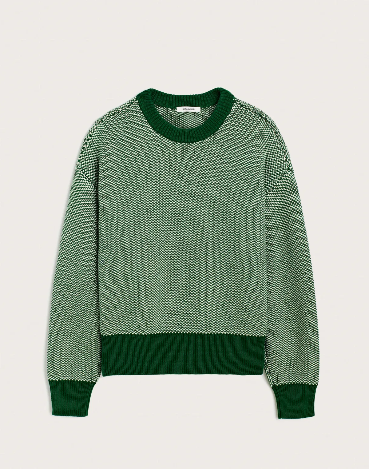 Textured-Stitch Crewneck Sweater in 100% Cotton by MW