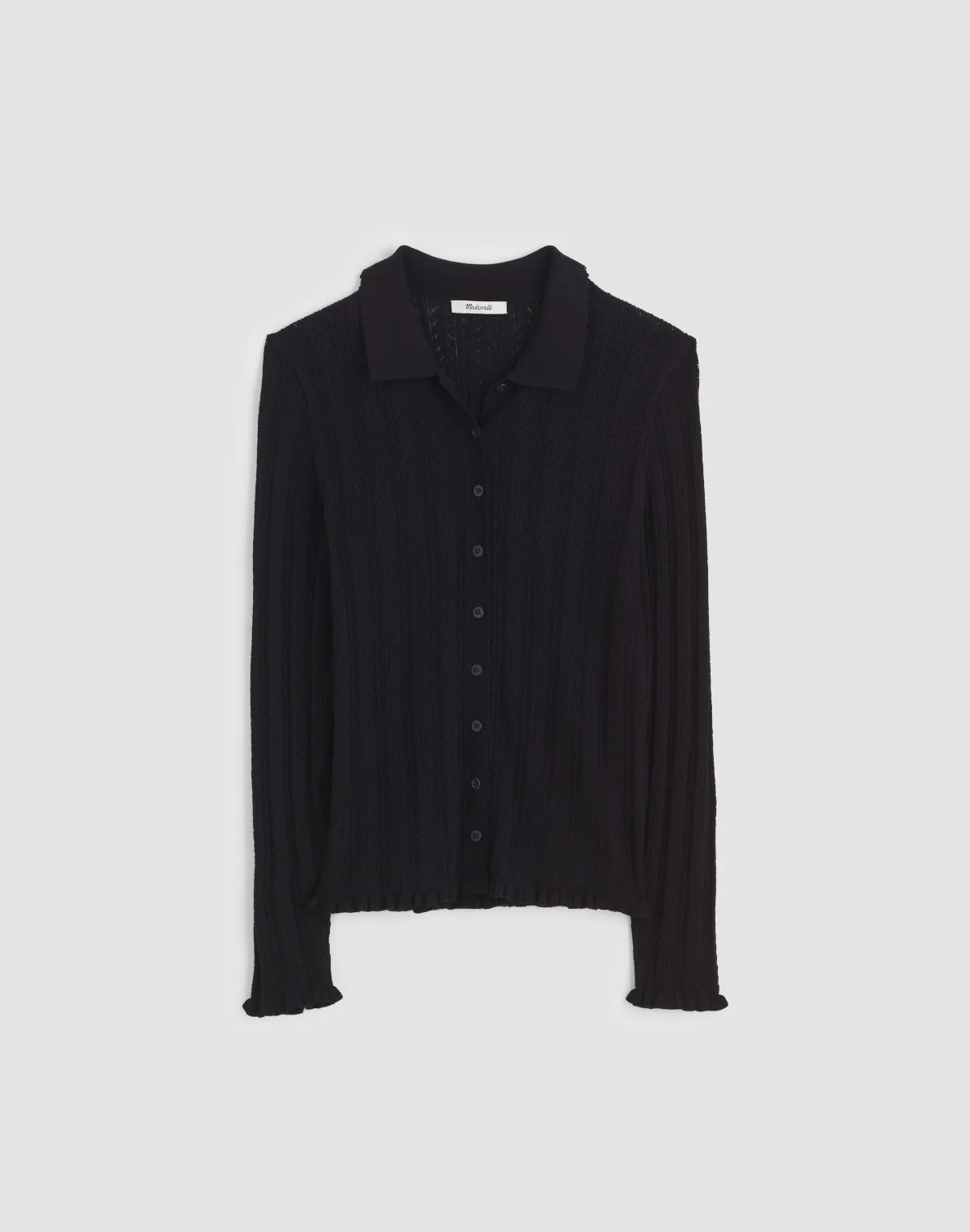 Ruffle-Trim Pointelle Cardigan by MW