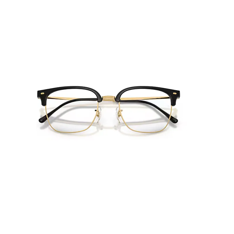 New Clubmaster Optics Eyeglasses Gold Frame Transparent Lenses Polarized by Ray-Ban