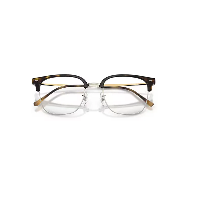 New Clubmaster Optics Eyeglasses Silver Frame Transparent Lenses Polarized by Ray-Ban