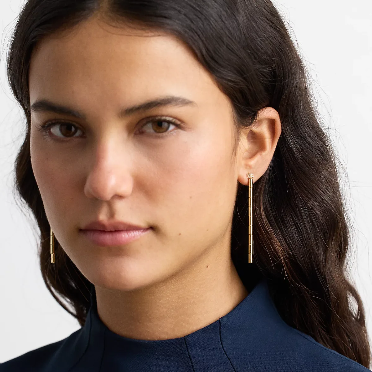 Pavé Gold-Plated Linear Drop Earrings