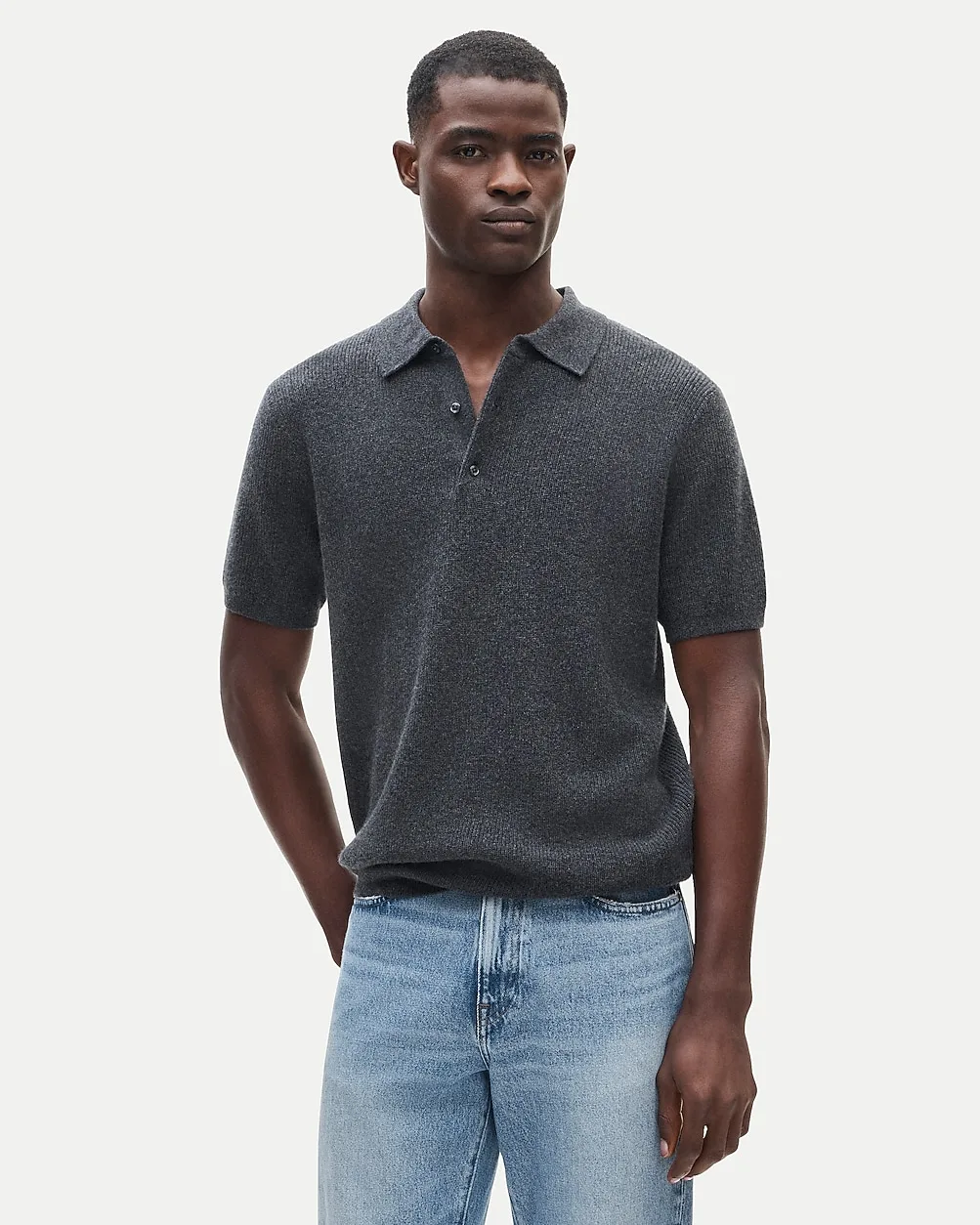 Short-Sleeve Cashmere Rib-Knit Sweater-Polo by J.Crew