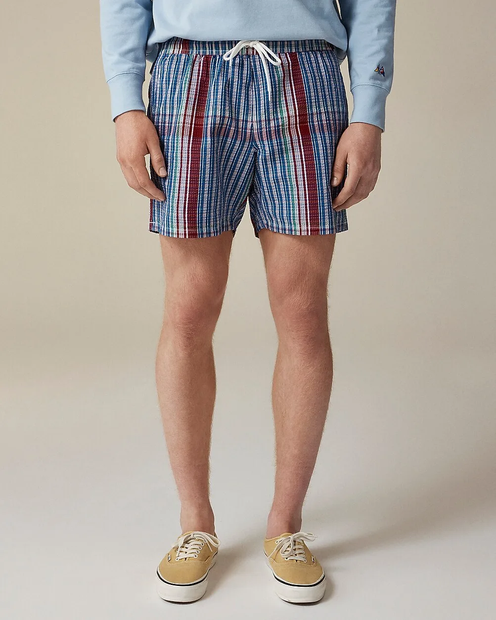 6" Swim Trunk in Seersucker Plaid by J.Crew