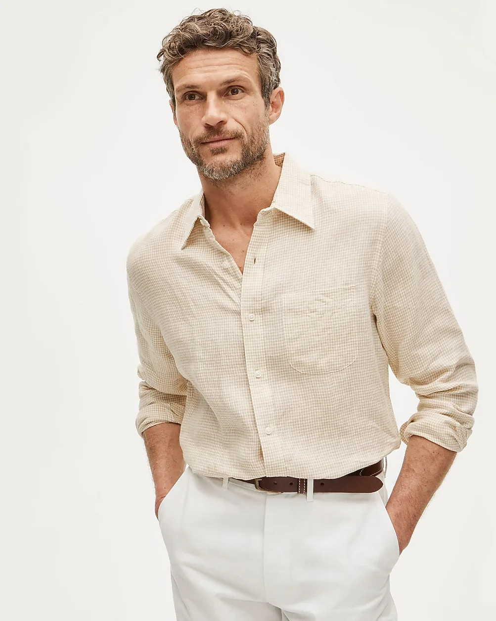 Slim Baird McNutt Irish Linen Point-Collar Shirt