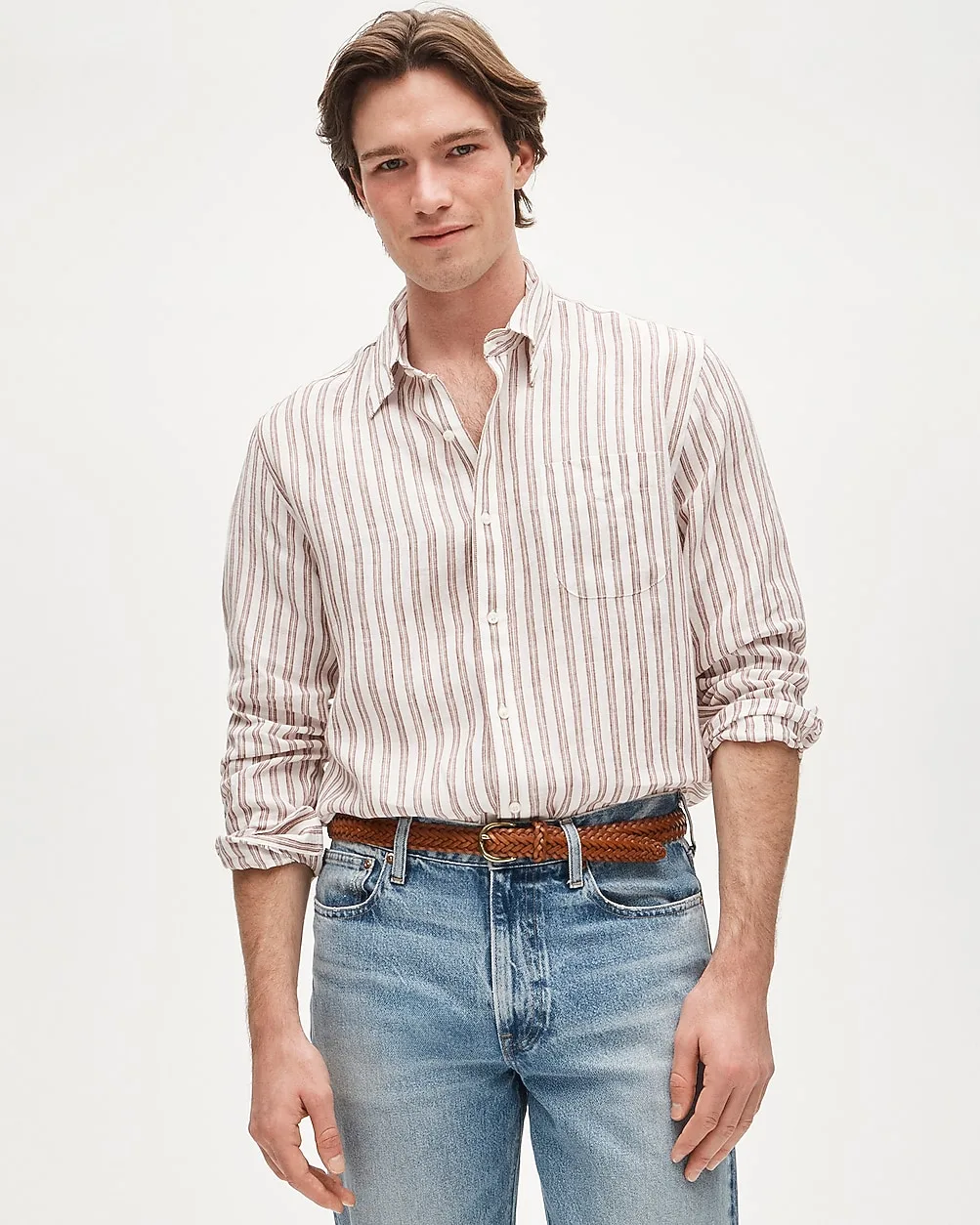 Slim Baird McNutt Irish Linen Point-Collar Shirt