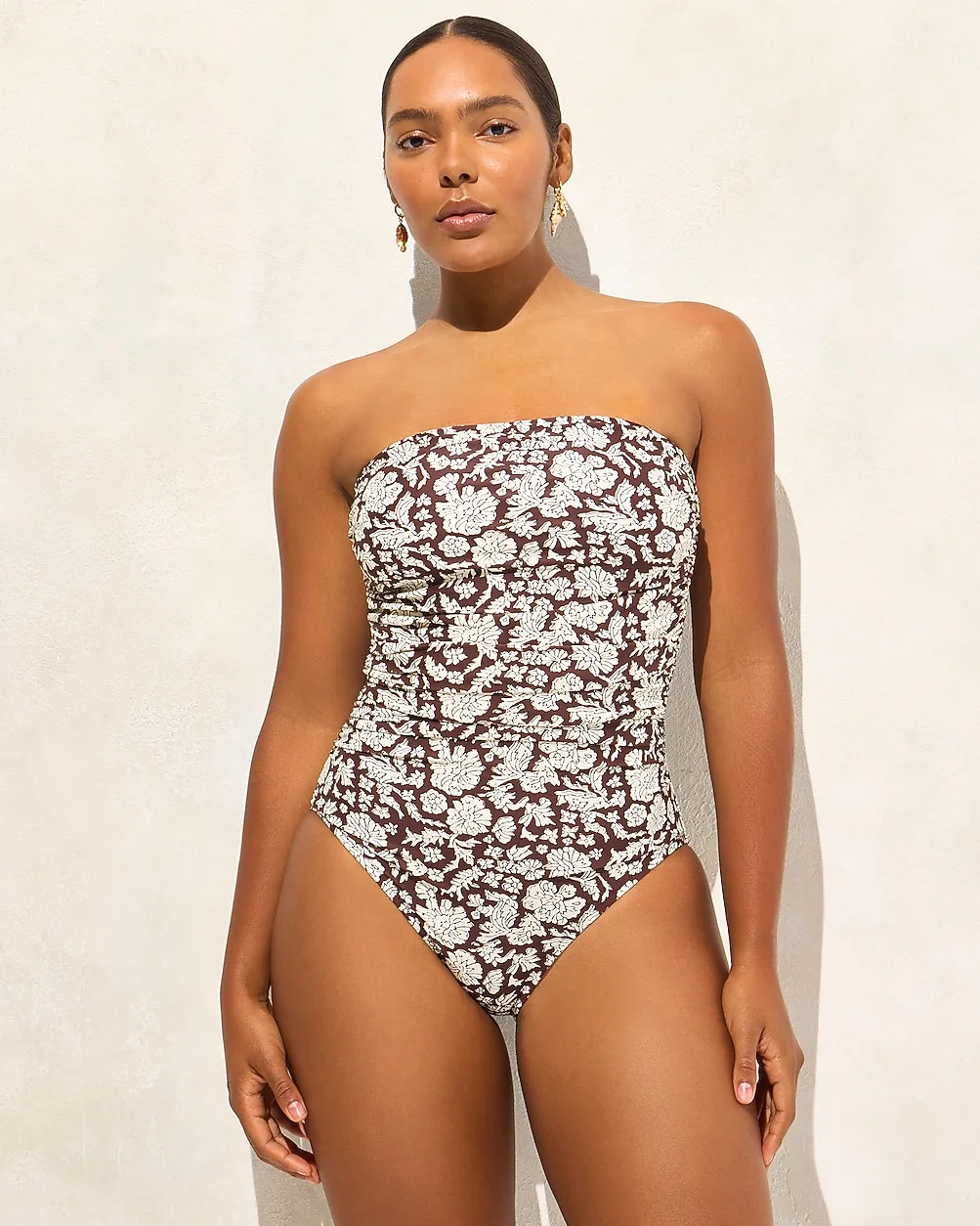 SZ Blockprints™ x J.Crew Gemma Ruched Bandeau One-Piece by J.Crew