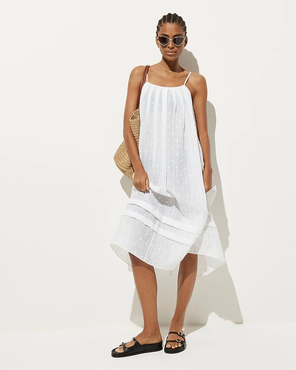 Shift Midi Dress in Textured Dot by J.Crew