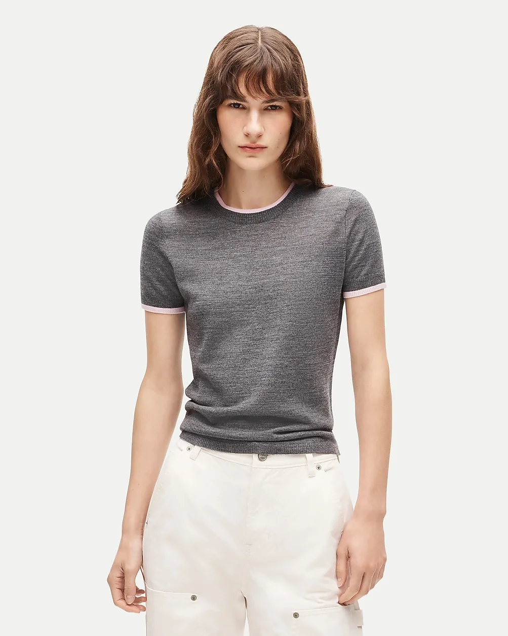 Sweater-Tee in Contrast-Trim Merino Wool