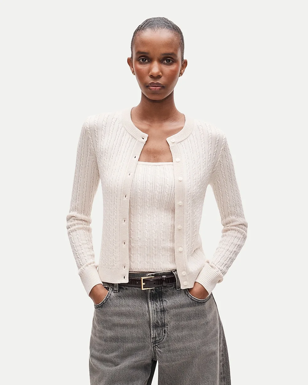 Cable-Knit Cardigan in Merino Wool Blend