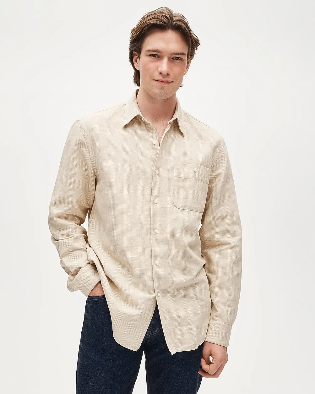 Linen-Cotton Blend Twill Shirt