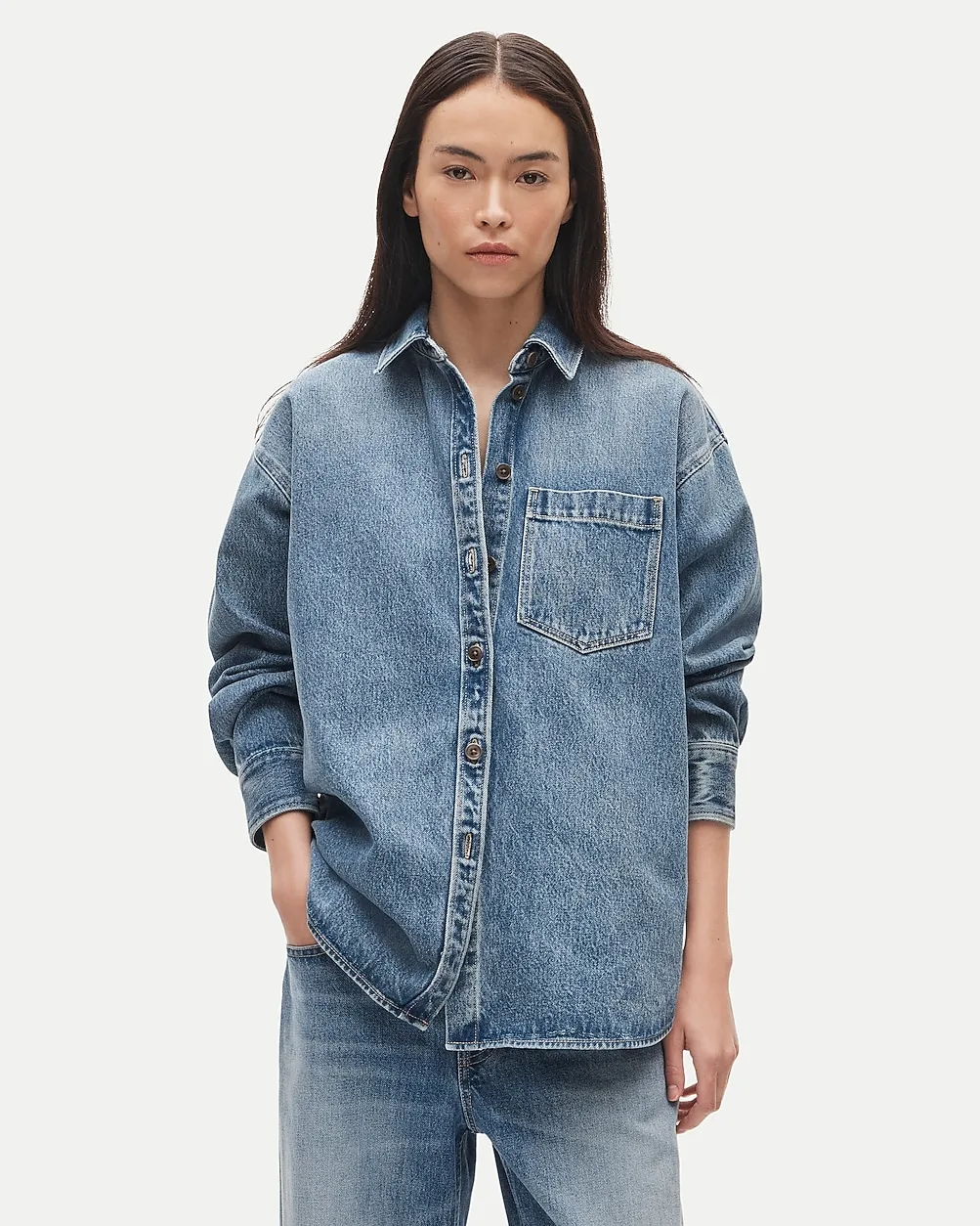 Étienne Oversized Button-Up Shirt in Denim by J.Crew