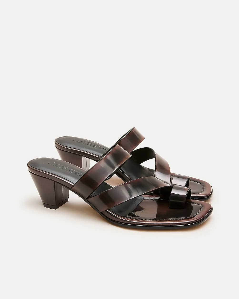 Toe-Ring Kitten-Heel Sandals in Burnished Leather by J.Crew