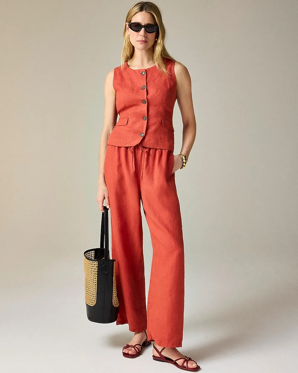 Crewneck Vest in Linen by J.Crew