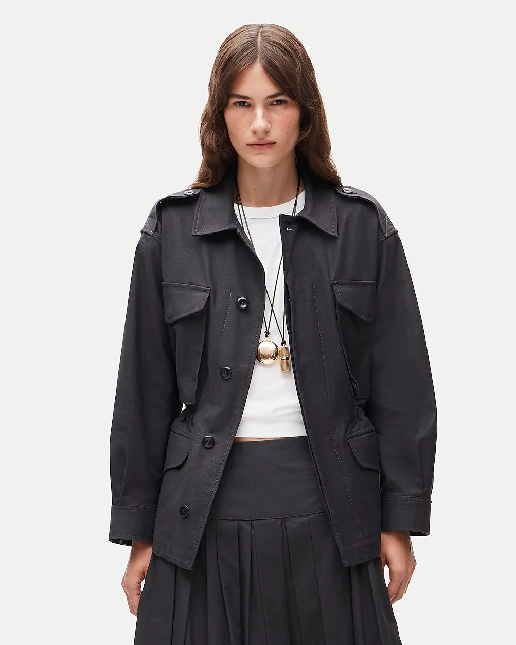 Utility Shirt-Jacket in Cotton Sateen by J.Crew