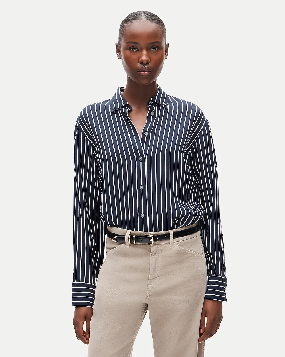 Esme Button-Up Shirt in Striped Cupro Blend
