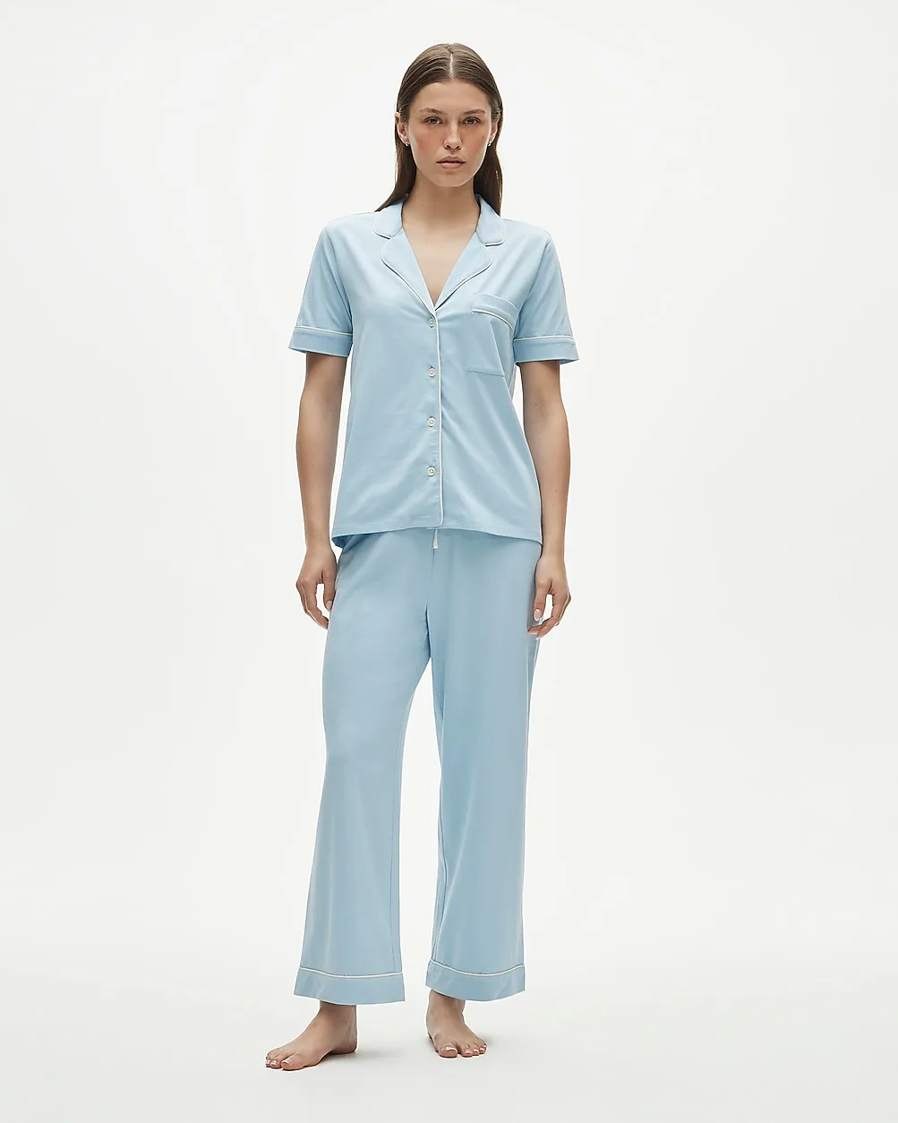 Dreamy Cotton-Blend Short-Sleeve Pajama Pant Set