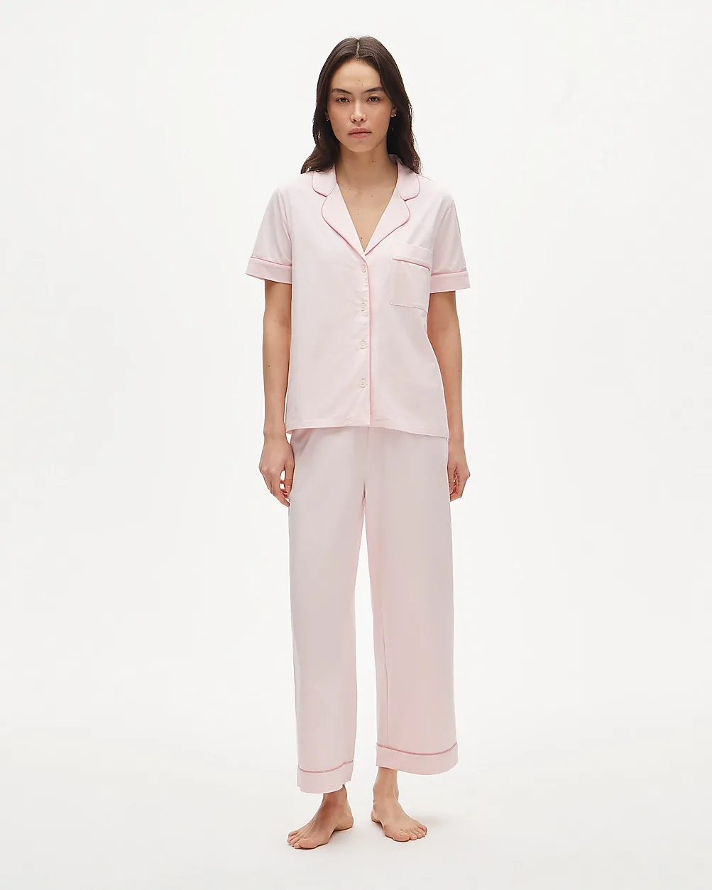Dreamy Cotton-Blend Short-Sleeve Pajama Pant Set
