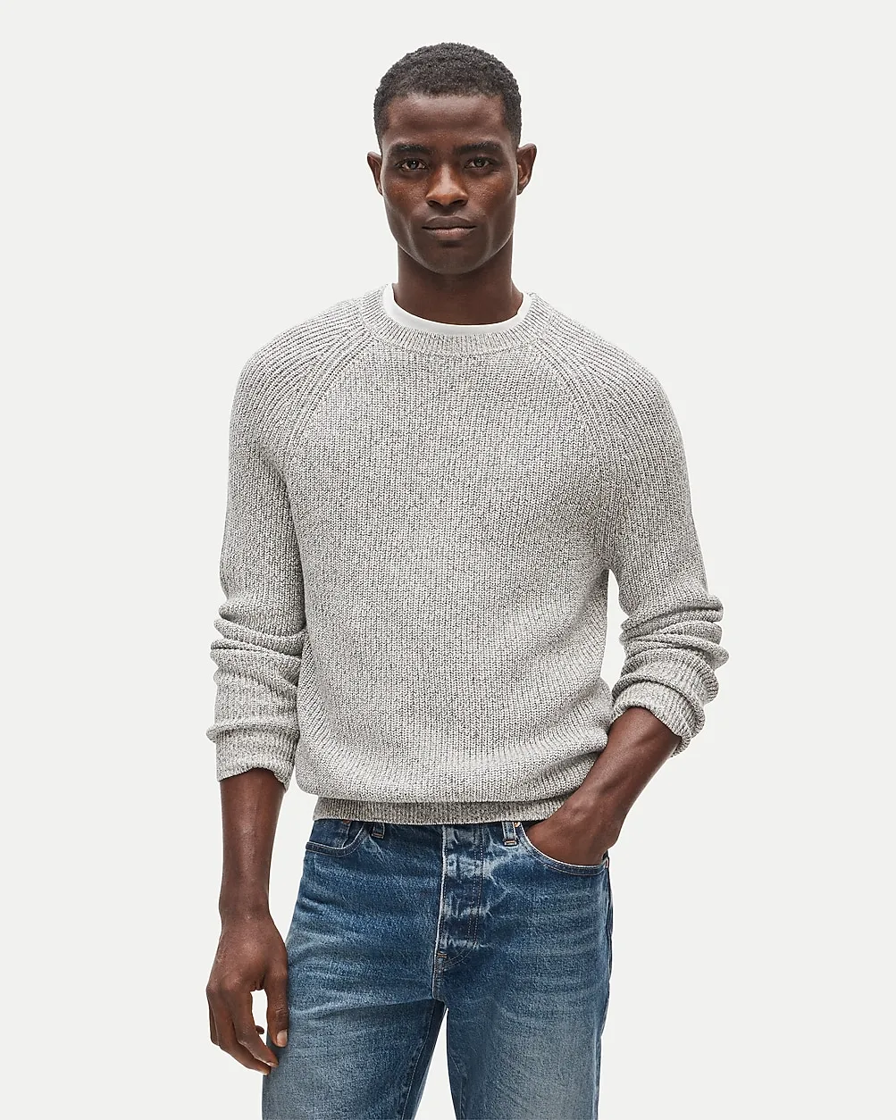 Rib-Knit Sweater in Marled Cotton by J.Crew