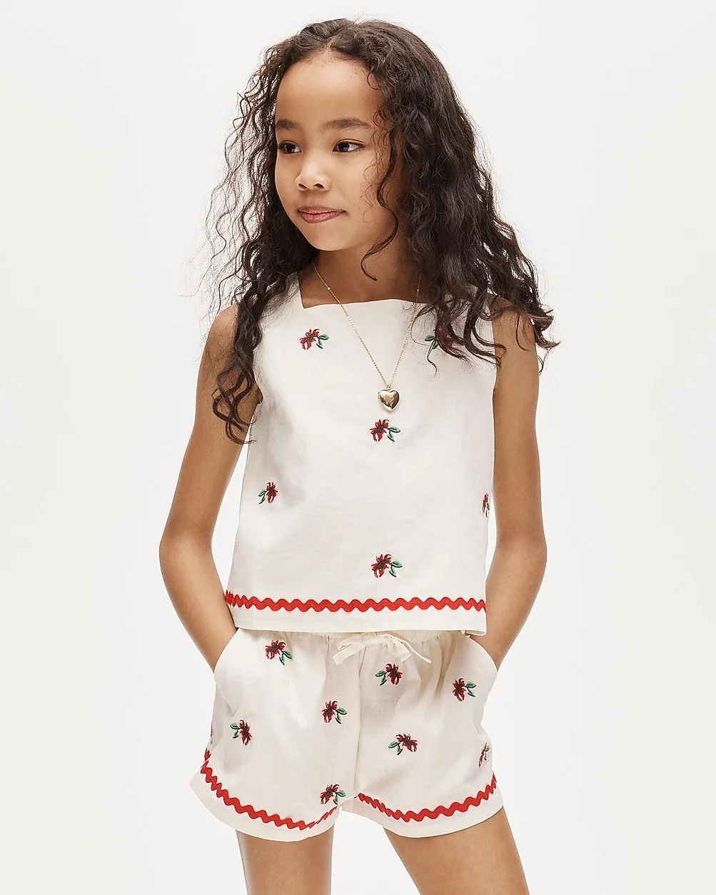 Embroidered Floral Top in Linen Blend by J.Crew