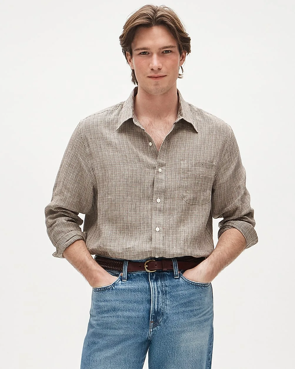Baird McNutt Irish Linen Point-Collar Shirt