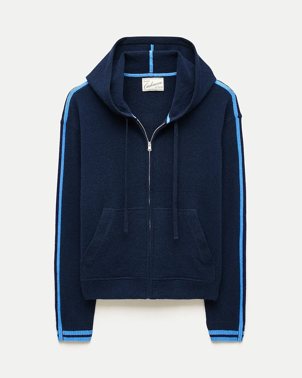 Cashmere Full-Zip Hoodie with Tipping by J.Crew