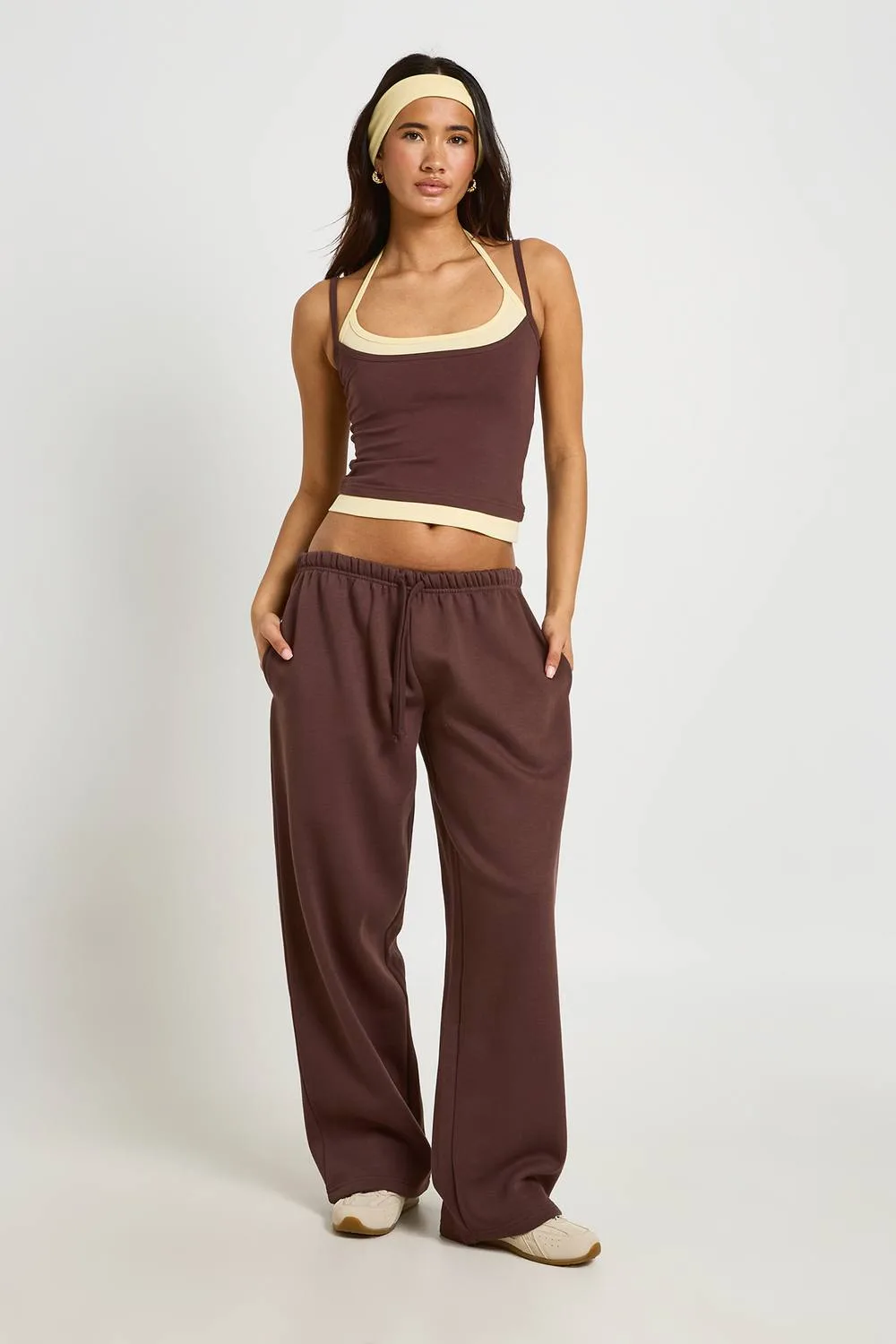 Double Layer Top & Jogger Tracksuit with Headband - Polyurethane by boohoo