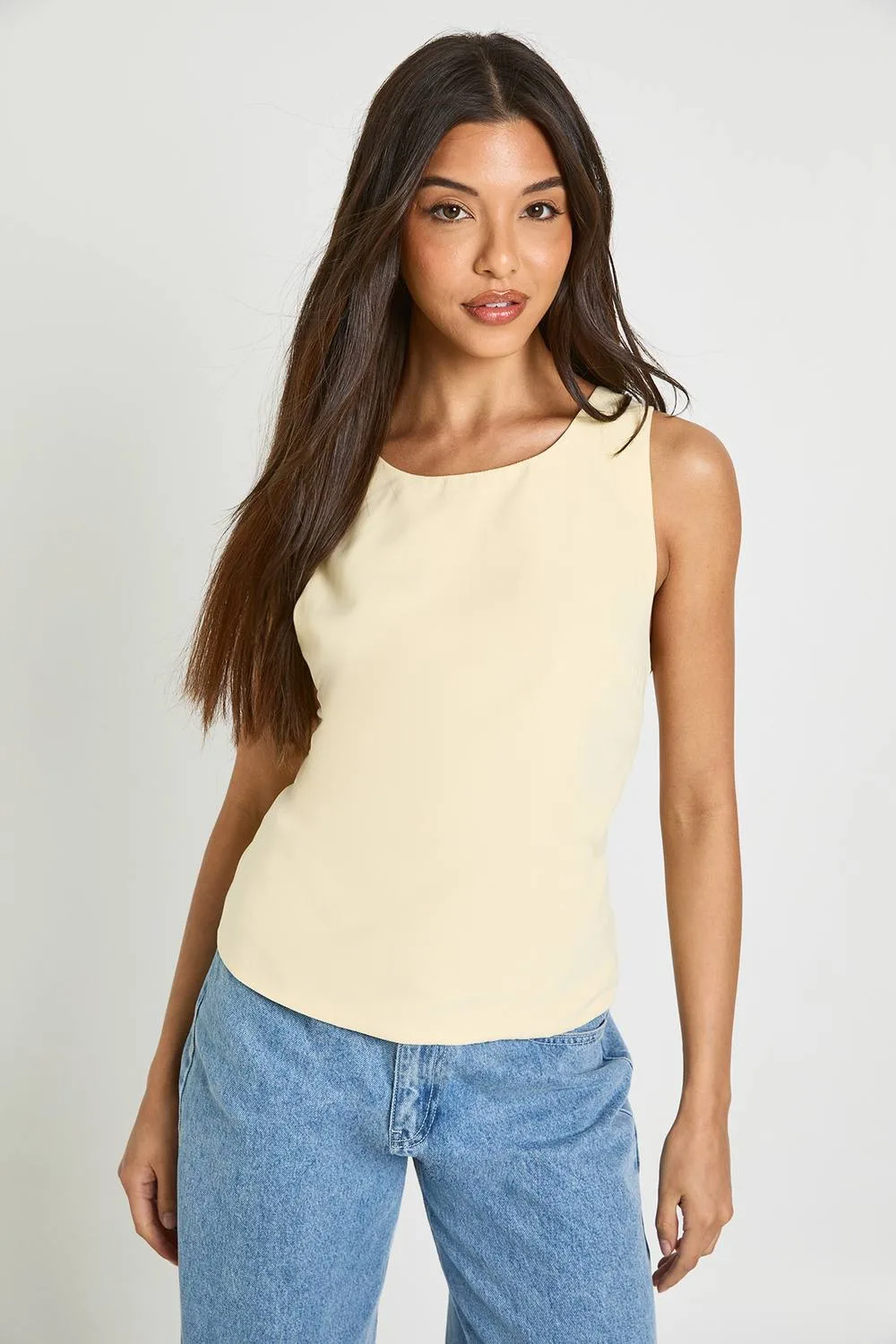 Tall Racer Loose Fit Woven Top - Denim/Polyurethane/Woven by boohoo