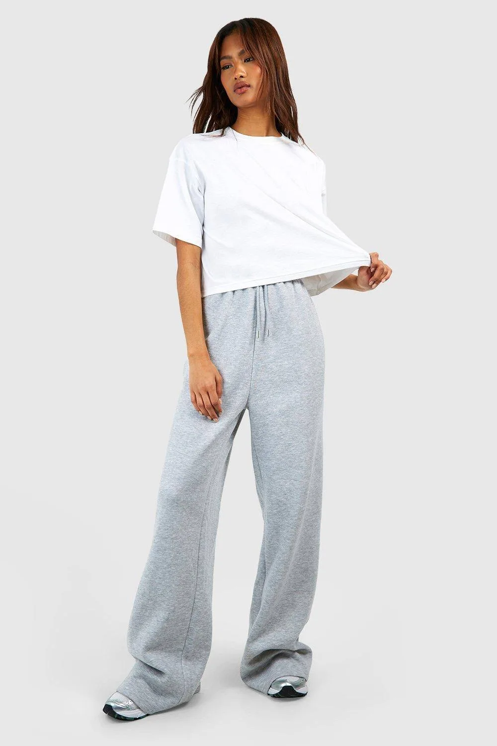 Tall Basic Wide Leg Jogger Pants - Cotton by boohoo