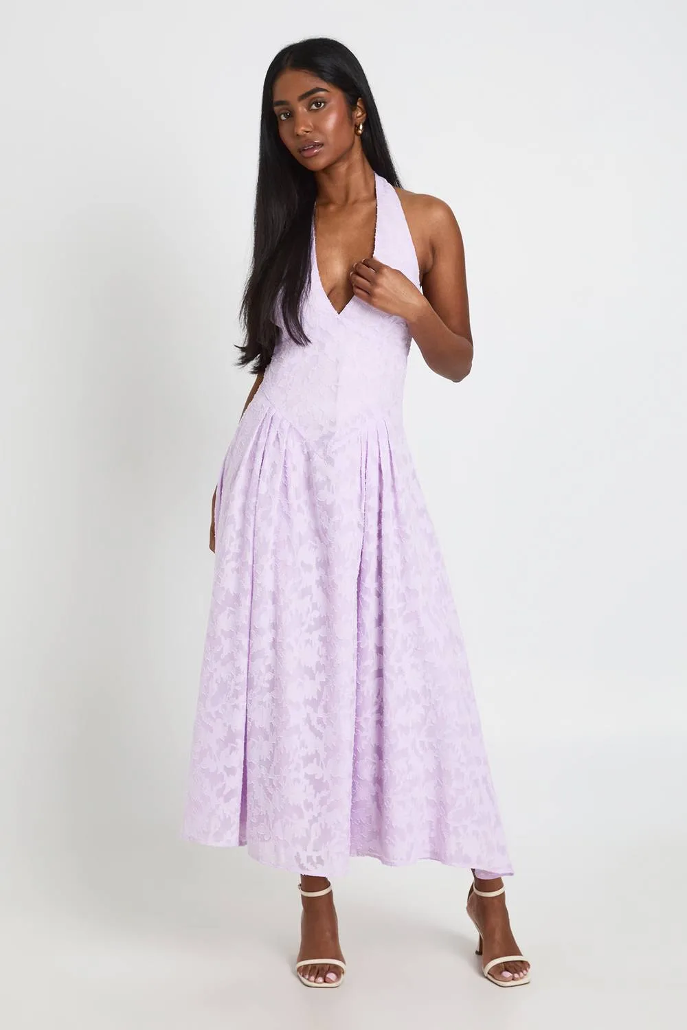 Burnout Halter Midaxi Dress - Polyurethane/Woven by boohoo