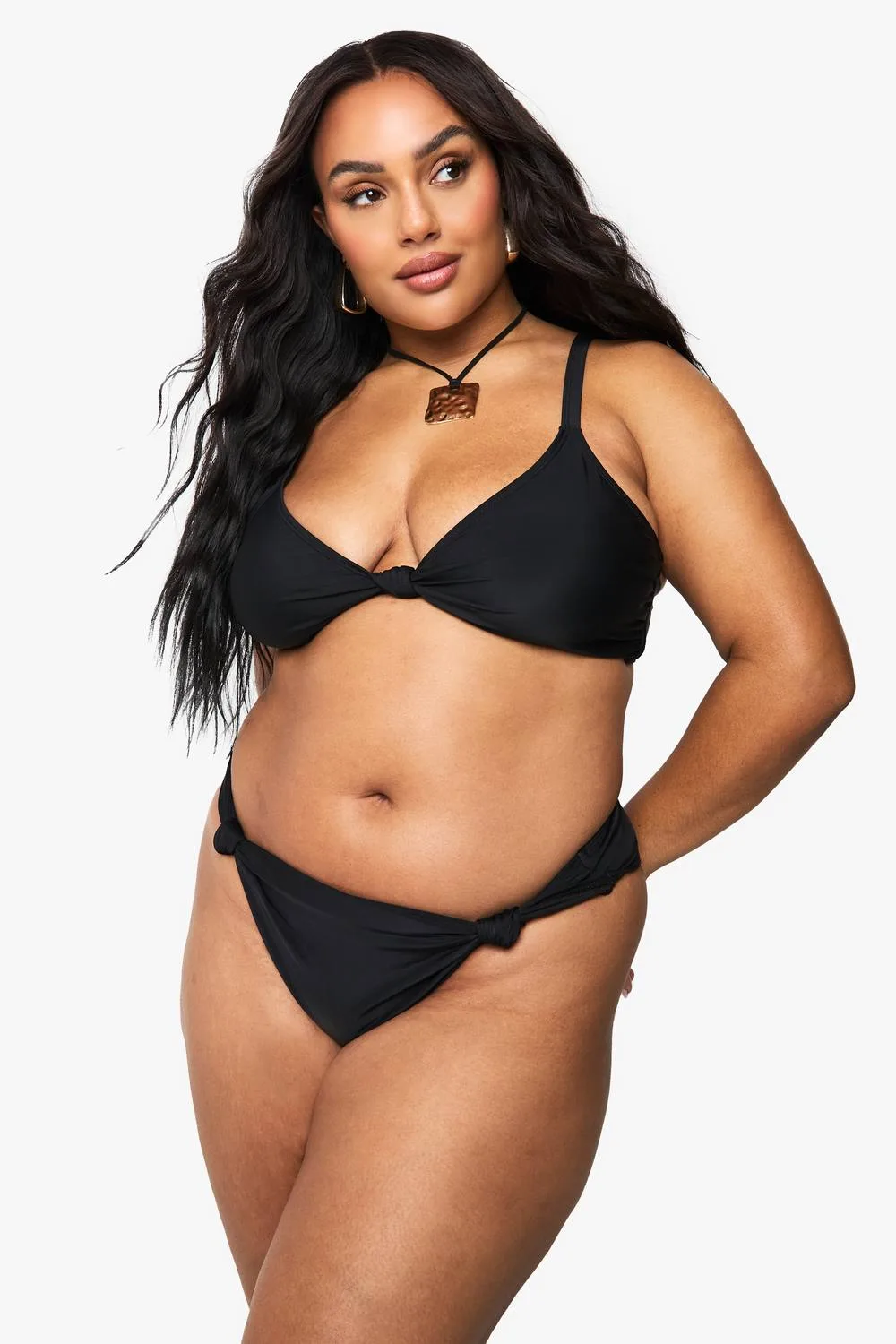 Padded Knot Front Detail Bikini Top - Knitted by boohoo