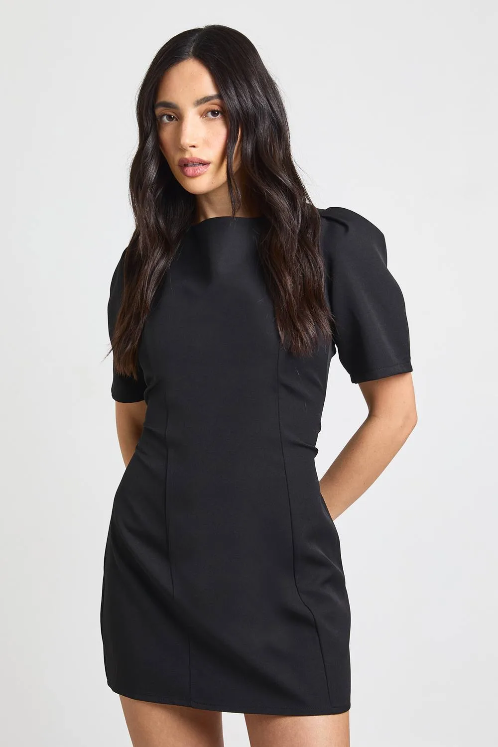 Structured Seam Detail Mini Dress - Polyurethane/Woven by boohoo
