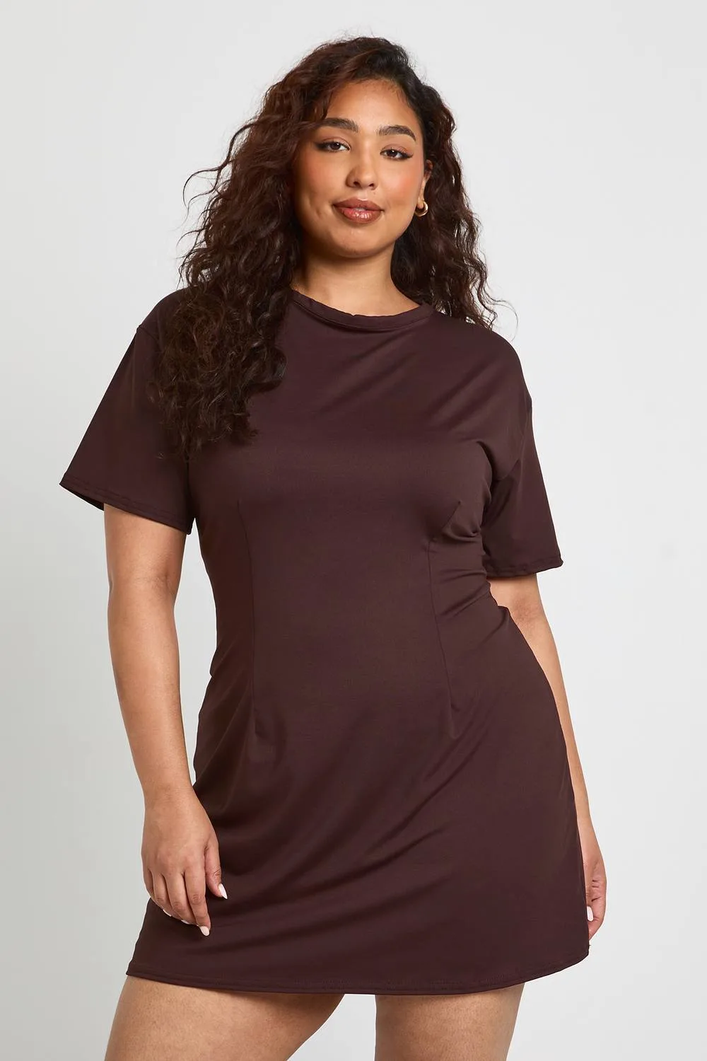 Cinched Detail T-Shirt Dress - Knitted