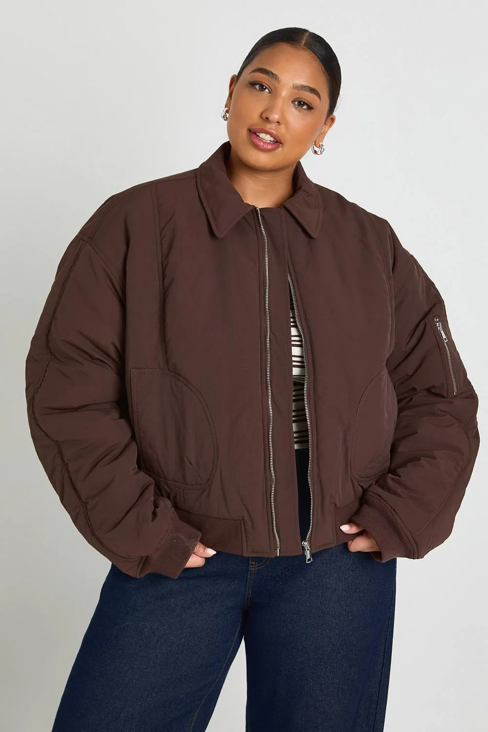 Quilted Bomber Jacket - Woven by boohoo