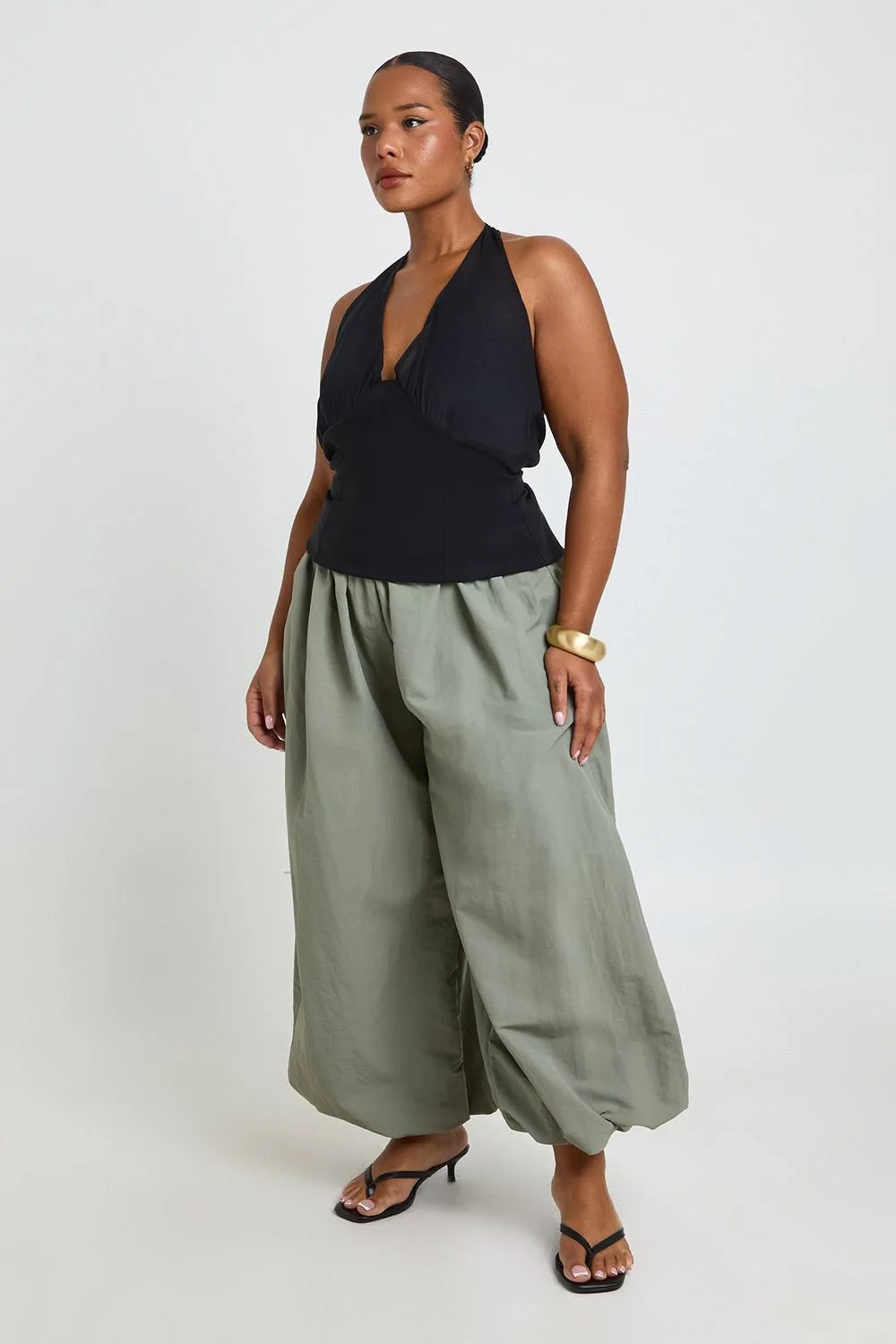 Mesh Halterneck Bengaline Top by boohoo