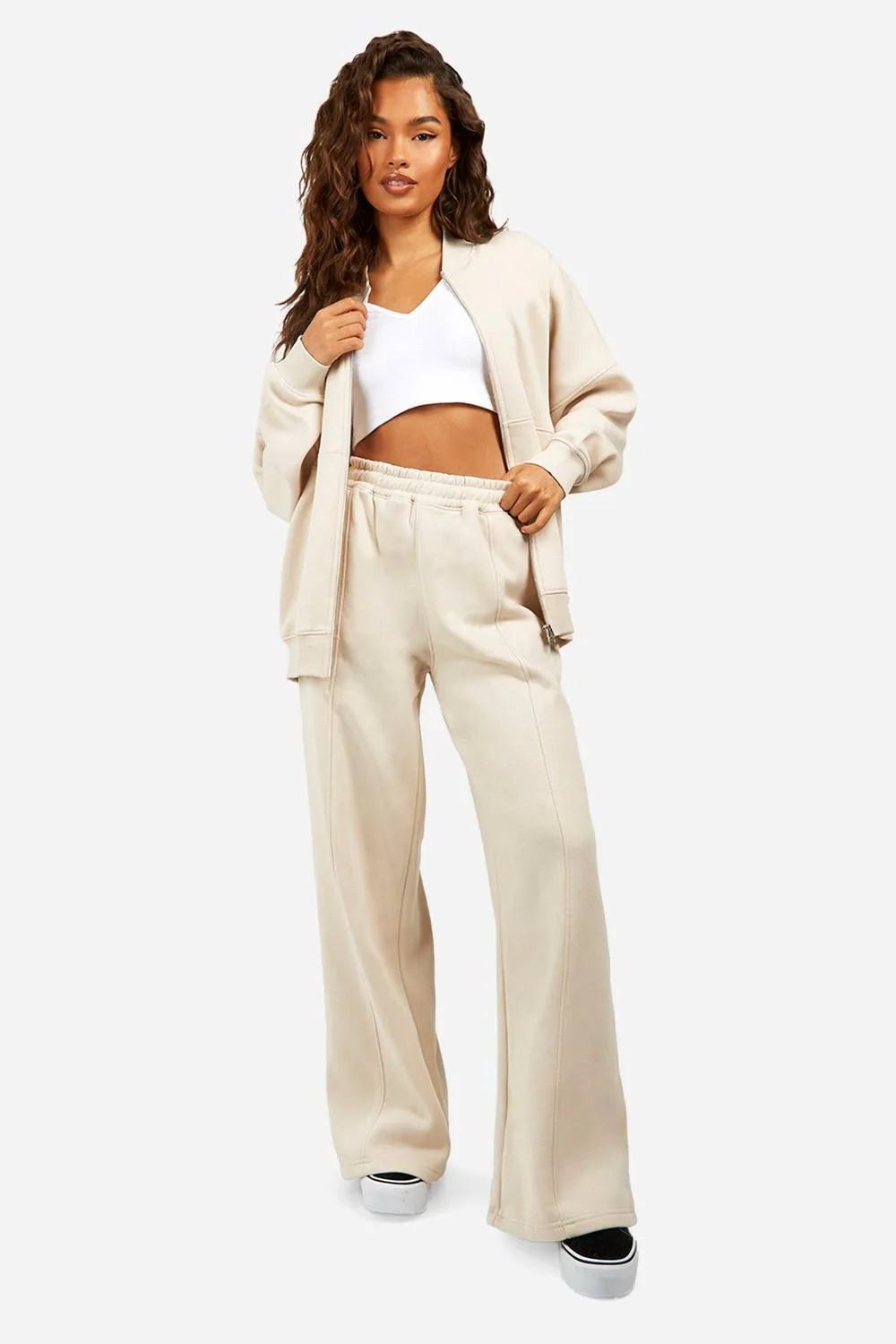 Zip Through Bomber Straight Leg Tracksuit - Knitted