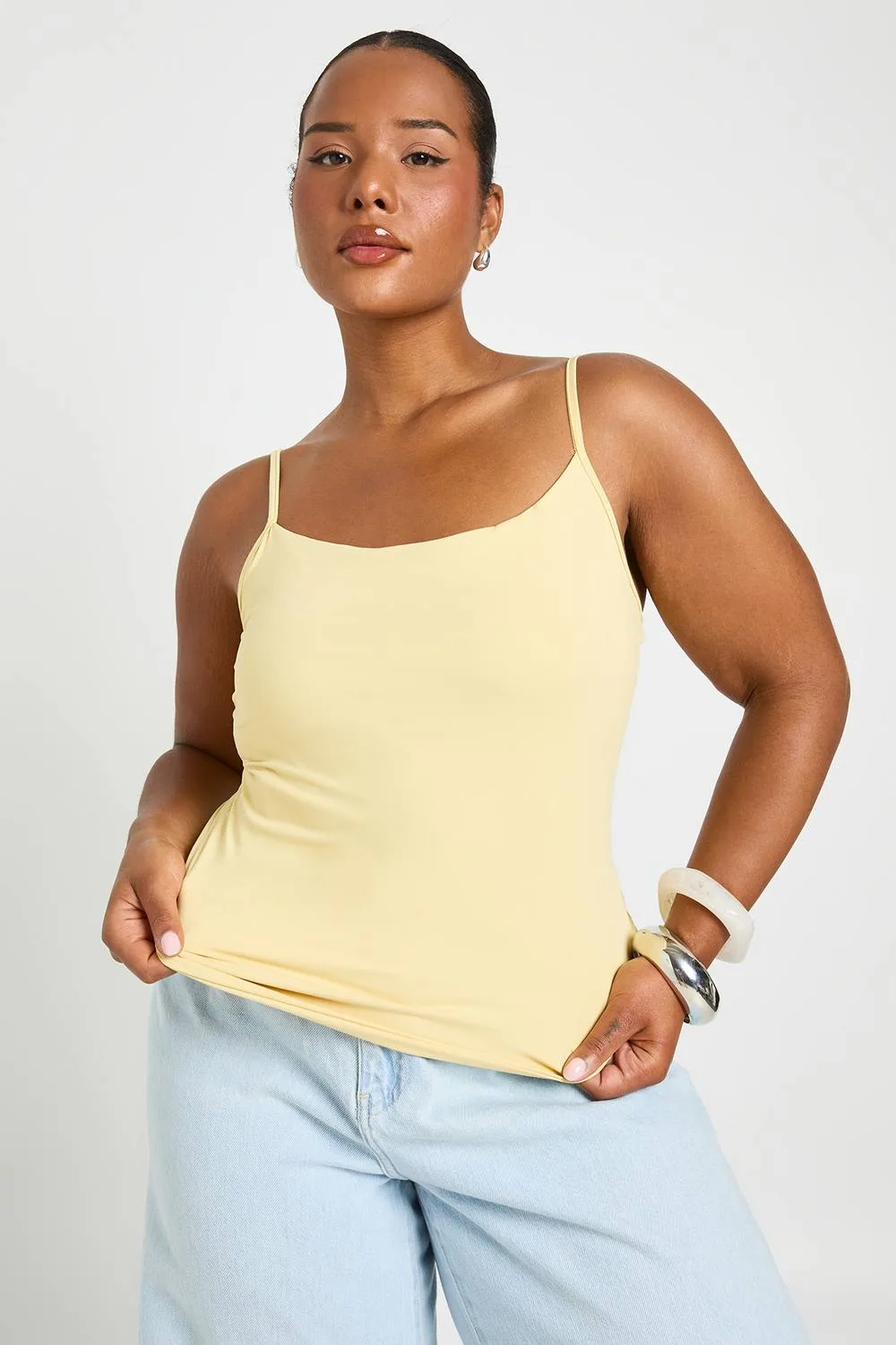 Second Skin Strappy Square Neck Vest Top - Polyurethane by boohoo