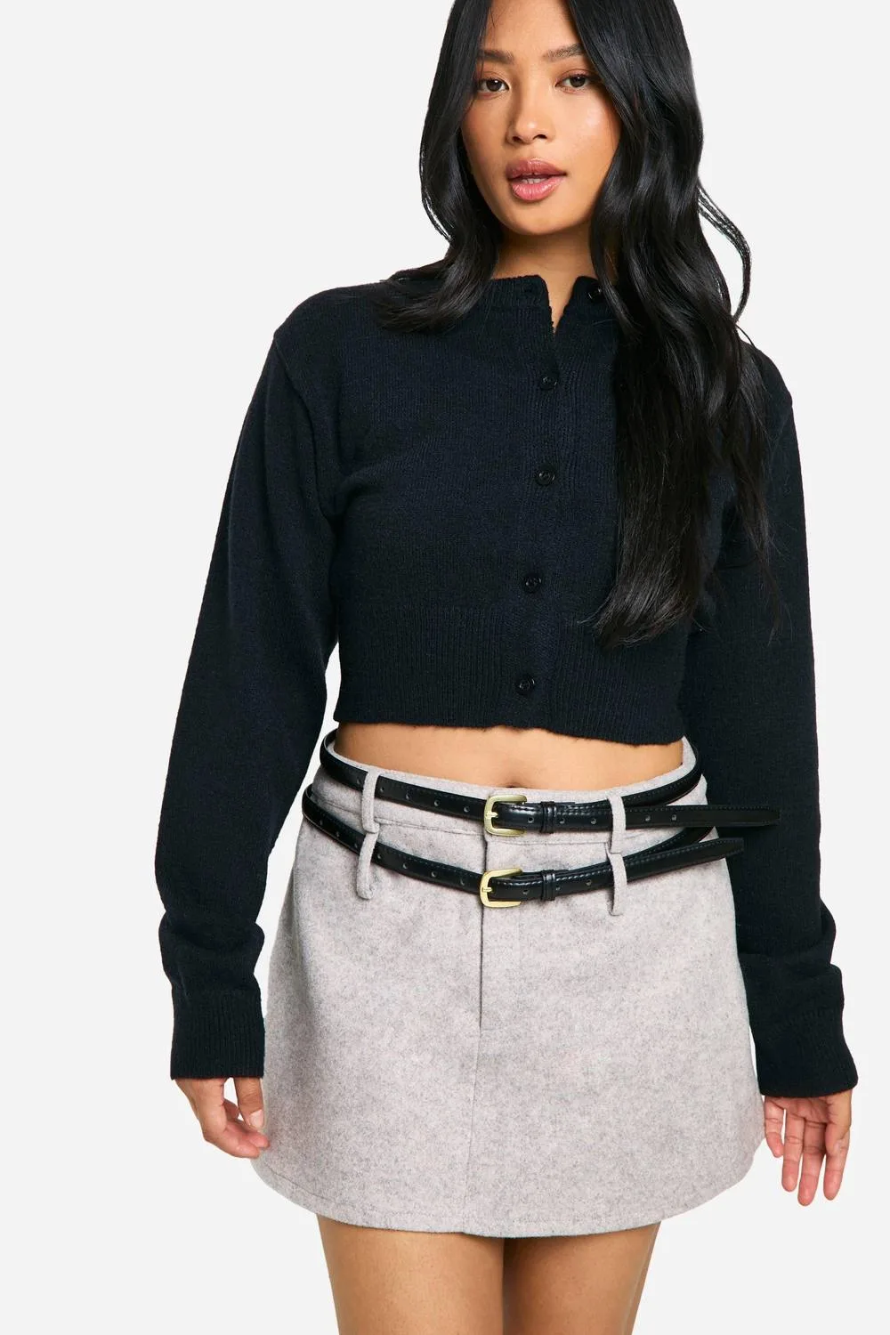 Wool Look Micro Mini Skirt - Woven by boohoo
