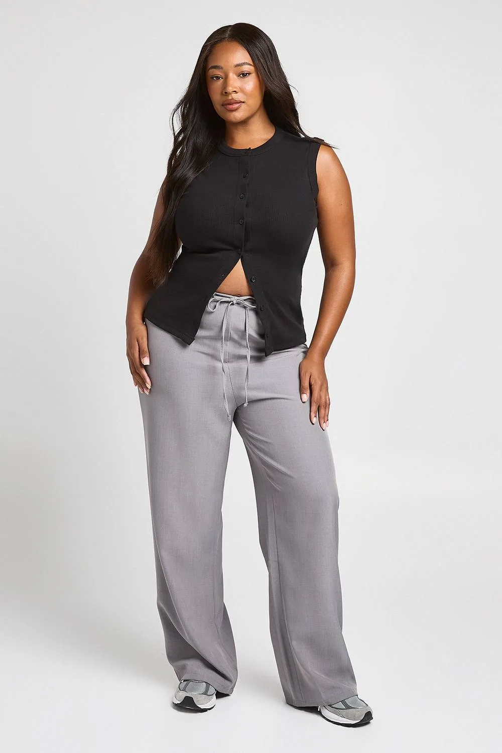 Drawcord Wide Leg Tailored Trouser - Polyurethane by boohoo